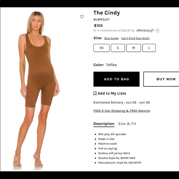 Bumpsuit The Cindy Toffee Bodysuit Bike Short - Picture 10 of 10